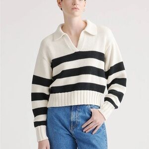 Quince 100% Organic Cropped Cotton Polo Sweater - Size XL